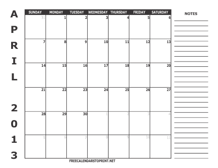 April 2013 Calendar on Downloadfree Calendars To Print   2013 Calendar   Style 2   April