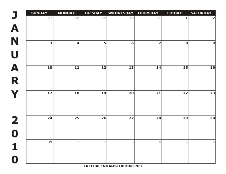 calendar 2010 printable. 2010 Free Calendars to Print