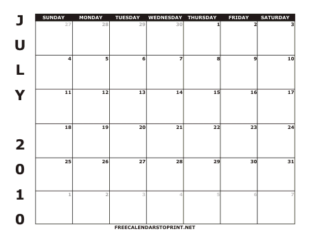 printable calendars july. Big : Printable Calendar