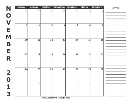 November 2013 Calendar on Download Free Calendars To Print   2013 Calendar   Style 2  November